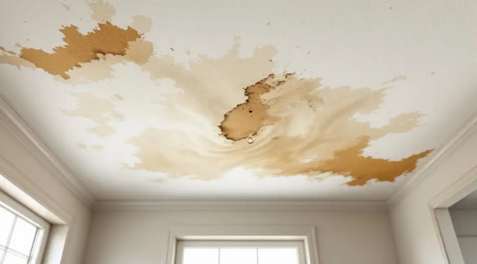 Restoration expert inspecting a water-damaged ceiling in a San Diego home using professional moisture detection equipment.