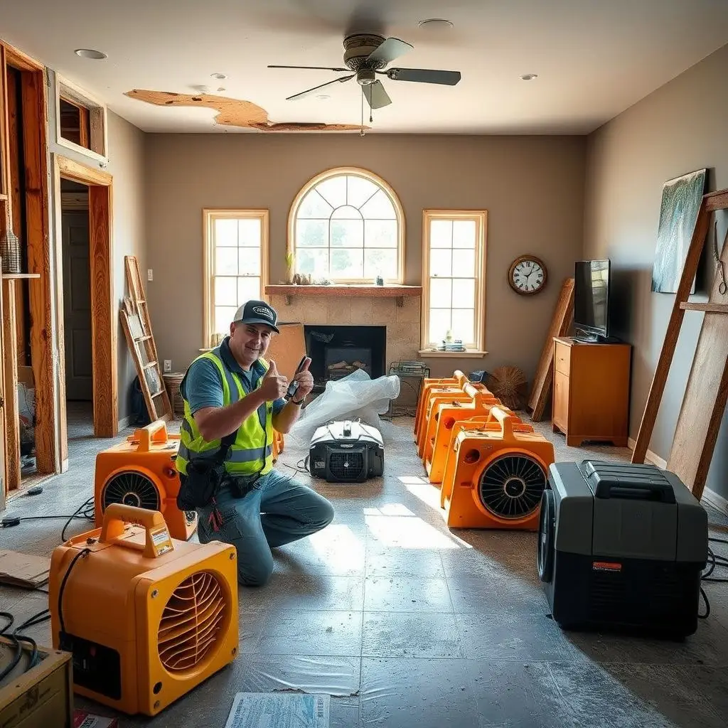 A technician using a moisture meter to check for hidden water damage in a Papillion home's drywall.