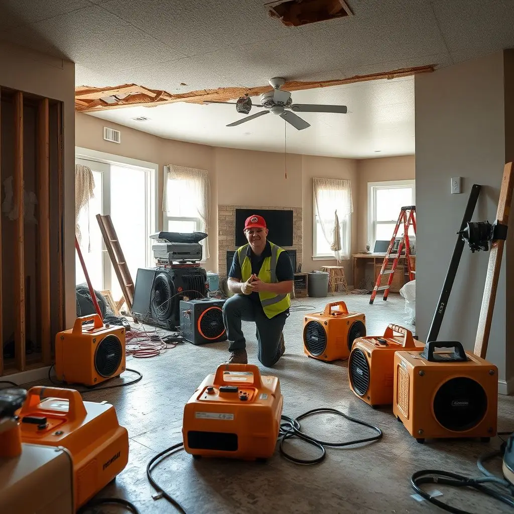 A clean, organized basement in Boys Town after a successful water restoration and structural drying project.