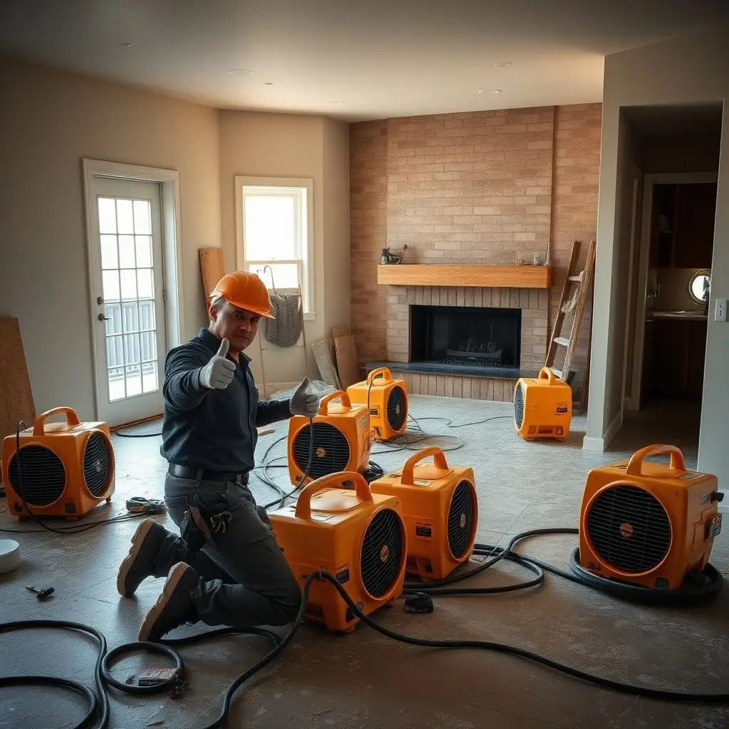 A clean, dry basement in a Bennington home after a successful restoration project, showing perfectly restored drywall and flooring.